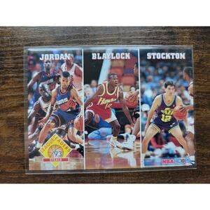 Michael Jordan 1992-1993 NBA Hoops #289 - League Leaders Steals - Stockton
